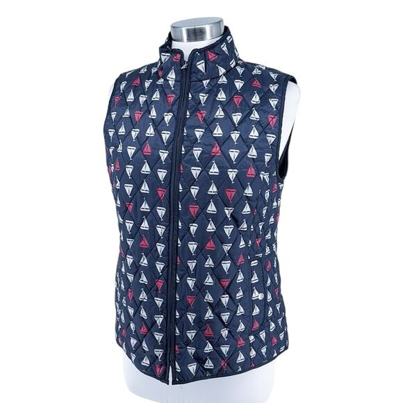Talbots Womens Navy Nautical Quilted Vest Size Large - Picture 1 of 11